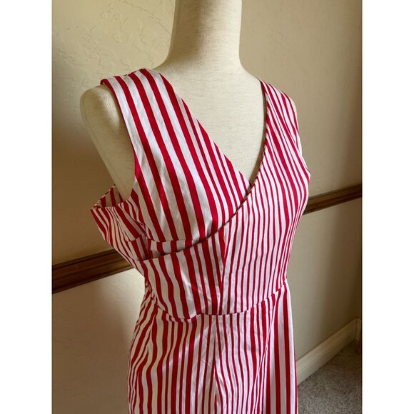 Modcloth x Ixia Candy is Dandy Red White Striped Beachy Coastal Mod Retro Pinup - Picture 4 of 6